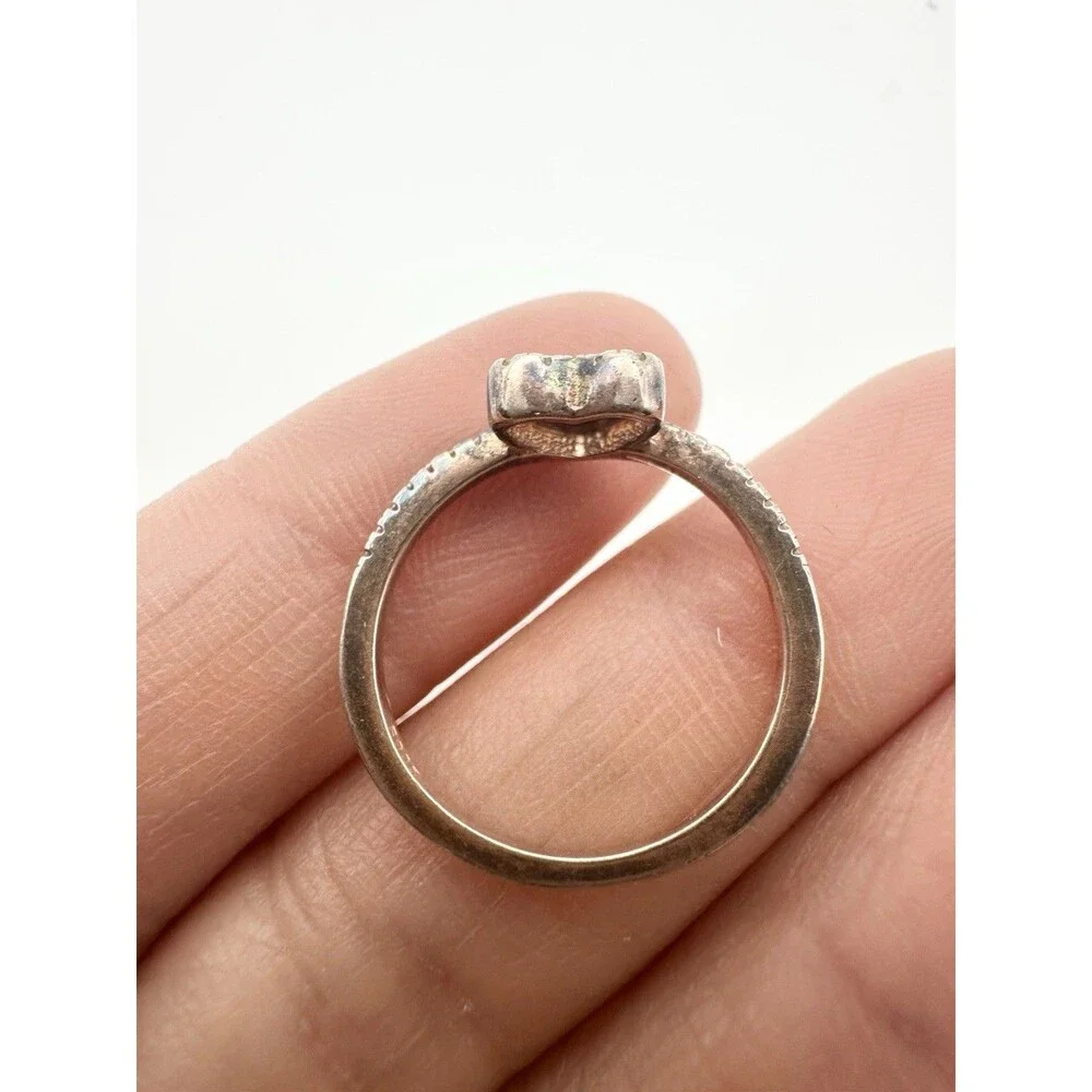 925 Sterling Silver Rose Gold Plated Heart Ring Size 5